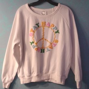 Stay Happy Graphic Sweatshirt Revolutions 33 Crewneck White